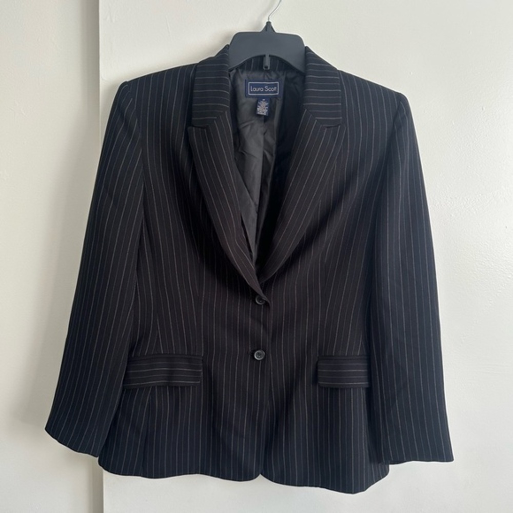 Laura Scott Black Pinstripe Blazer